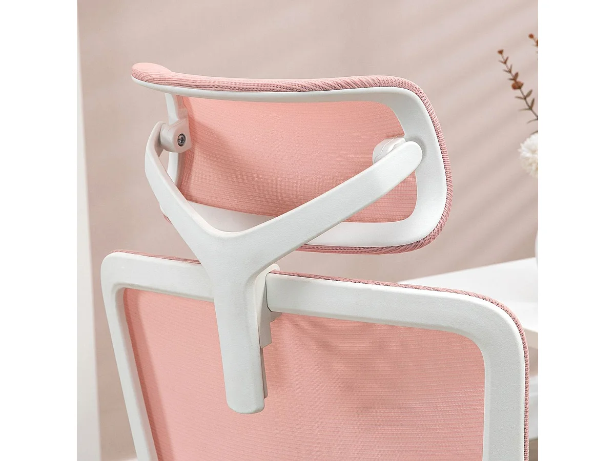 Cadeira de Escritório Vinsetto Rosa com Encosto Alto e Apoio de Cabeça Ajustável