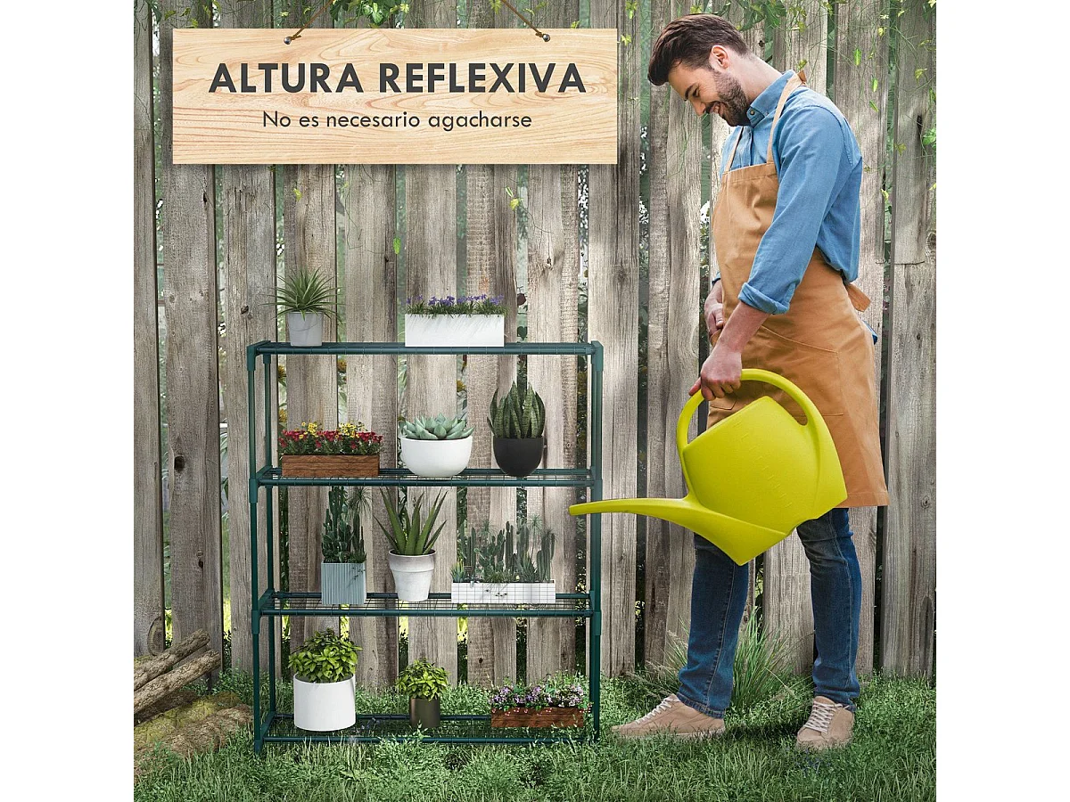 Suporte Vertical para Vasos de Plantas em Aço - 4 Níveis para Interiores e Exteriores