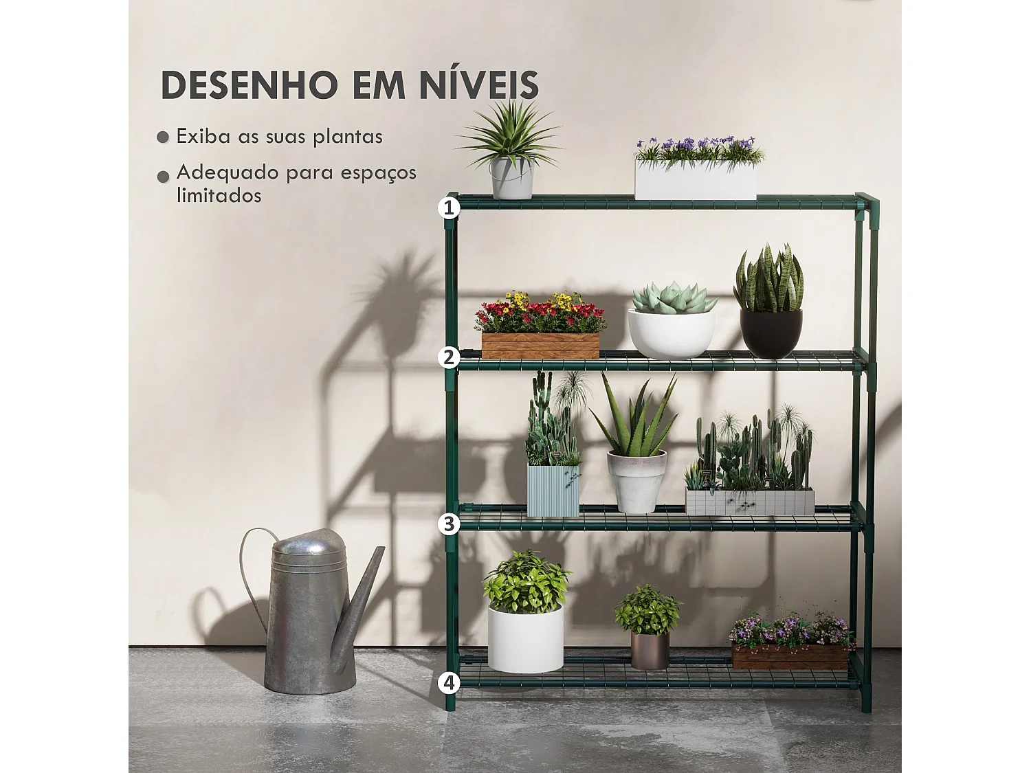 Estantería Chui Outsunny 4 niveles verde oscuro 107x89x28 cm