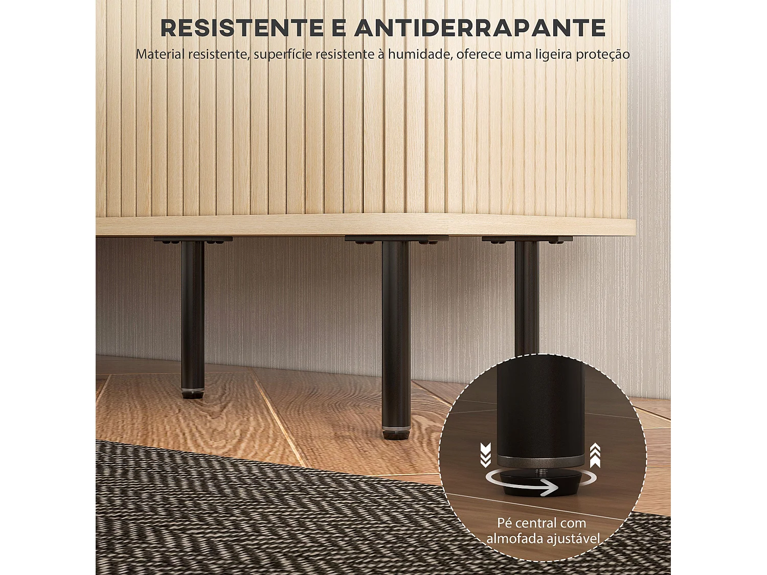 Mueble de TV Calamita Homcom 2 puertas + 2 compartimentos roble 55x120x40 cm