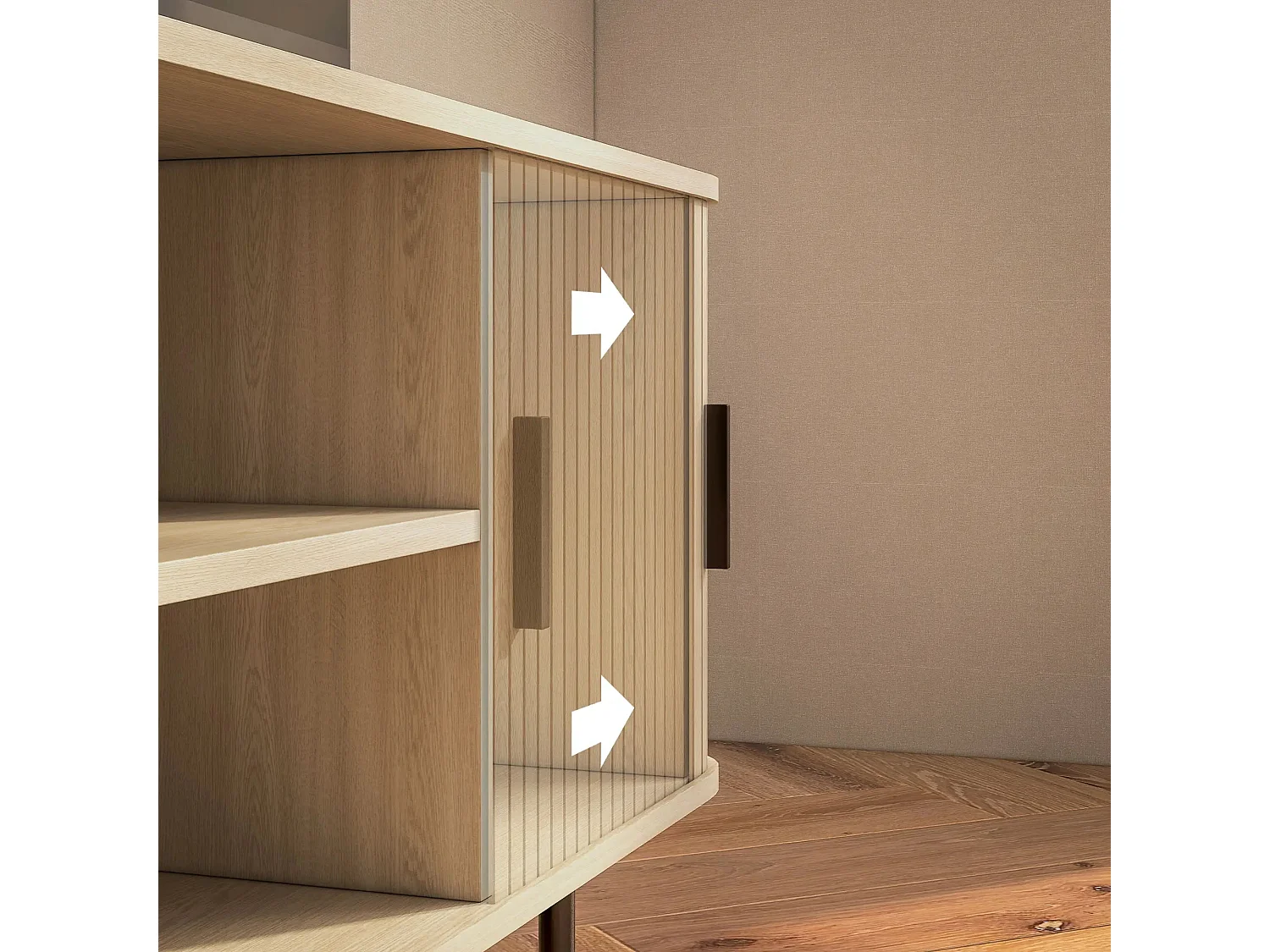 Mueble de TV Calamita Homcom 2 puertas + 2 compartimentos roble 55x120x40 cm