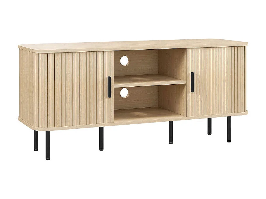 Mueble de TV Calamita Homcom 2 puertas + 2 compartimentos roble 55x120x40 cm