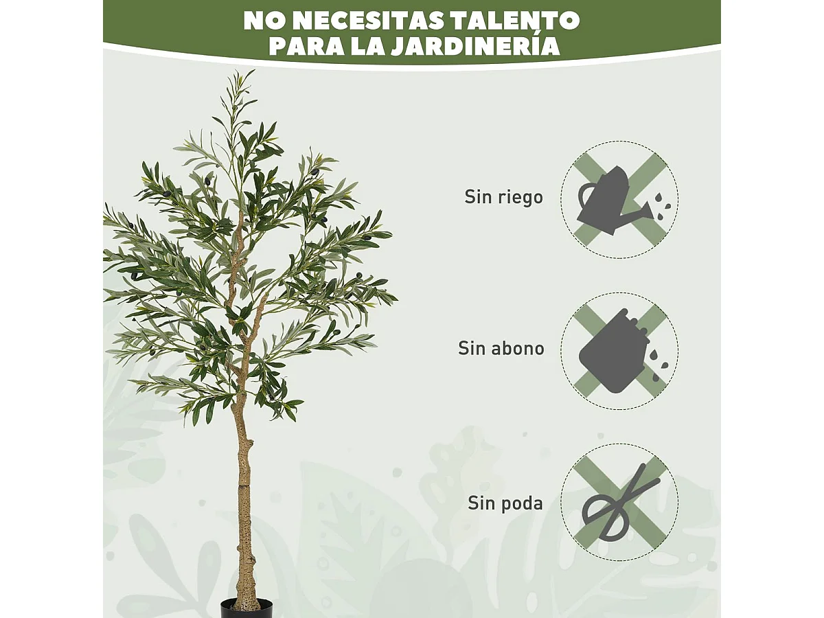 Planta artificial Olivo Homcom 720 hojas + 32 aceitunas verde 150 cm