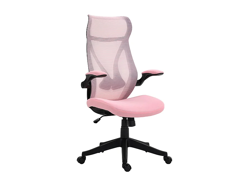 Silla de oficina Adriana Homcom ajustable basculante rosa 113-121x66x66 cm