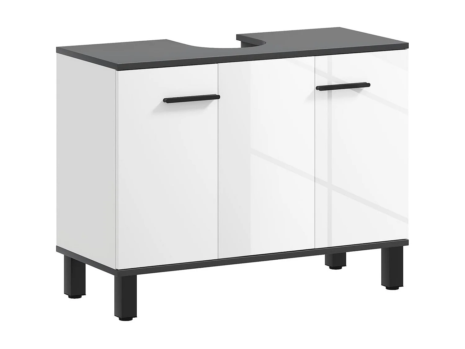 Mueble de baño Amalfi Homcom 2 puertas blanco/negro 60x80x34 cm