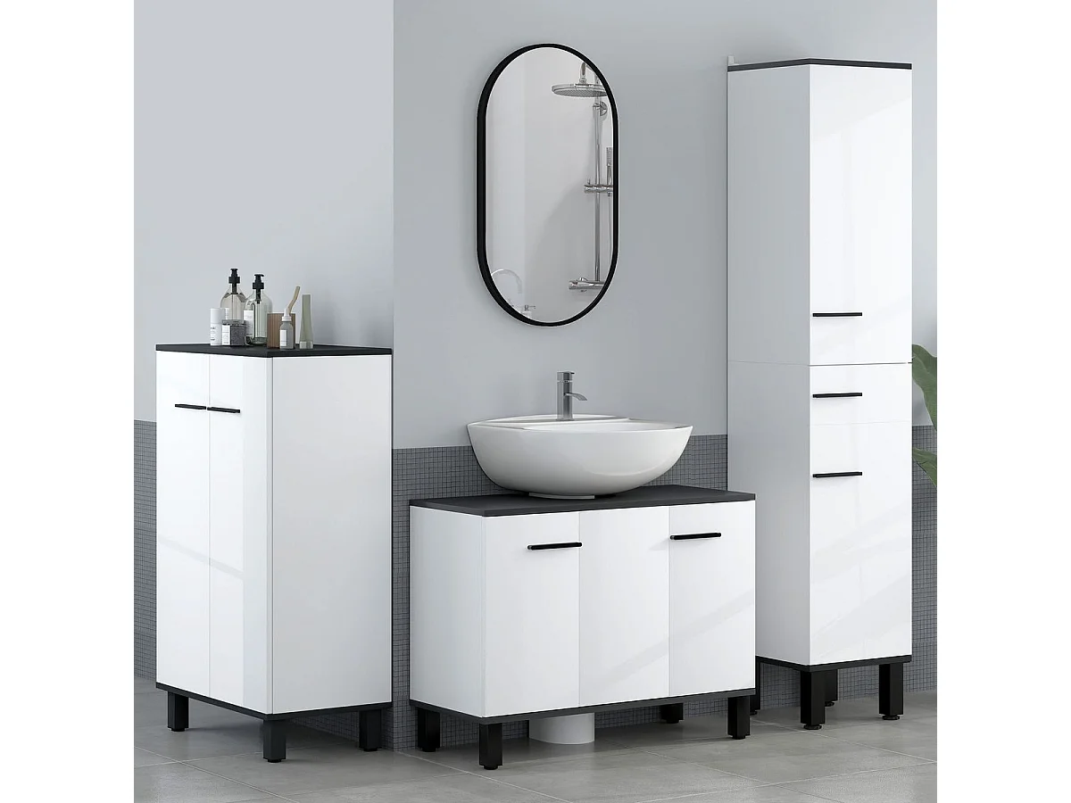 Mueble de baño Amalfi Homcom 2 puertas blanco/negro 60x80x34 cm