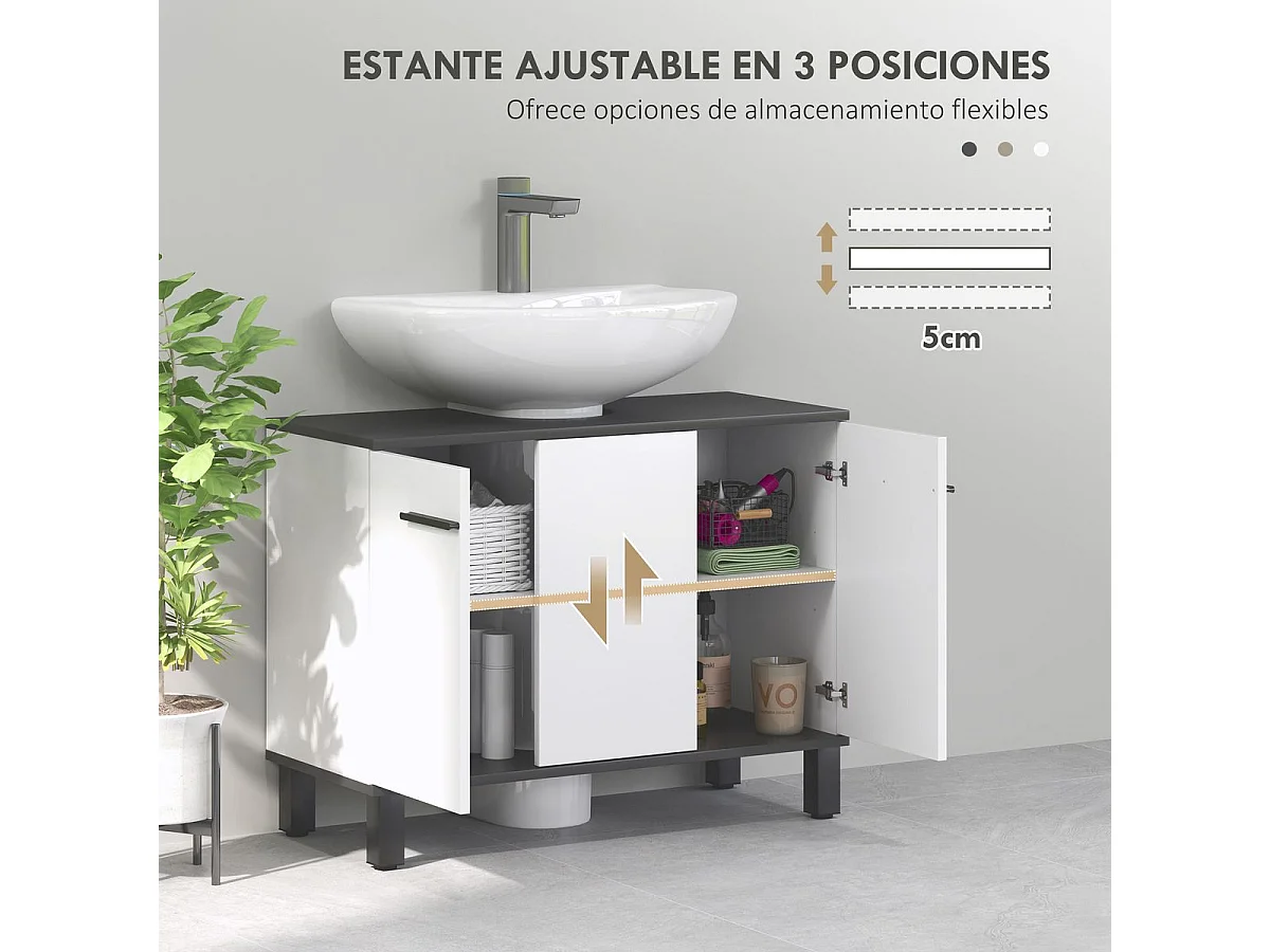 Mueble de baño Amalfi Homcom 2 puertas blanco/negro 60x80x34 cm