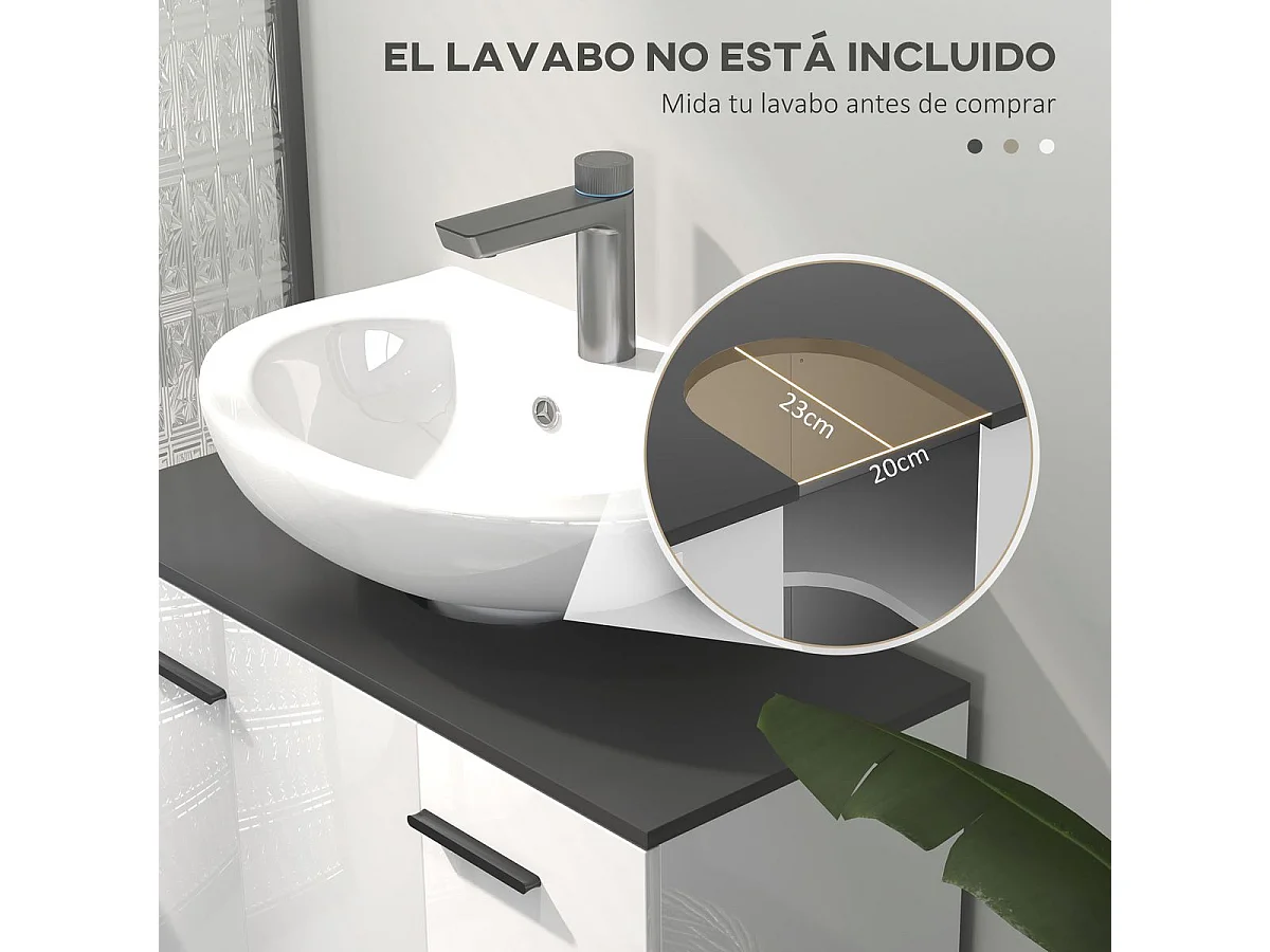 Mueble de baño Amalfi Homcom 2 puertas blanco/negro 60x80x34 cm
