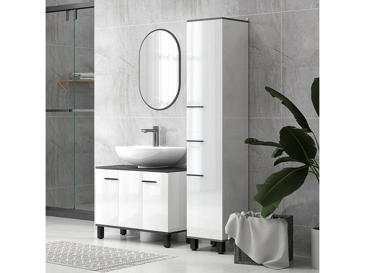 Mueble de baño Amalfi Homcom 2 puertas blanco/negro 60x80x34 cm