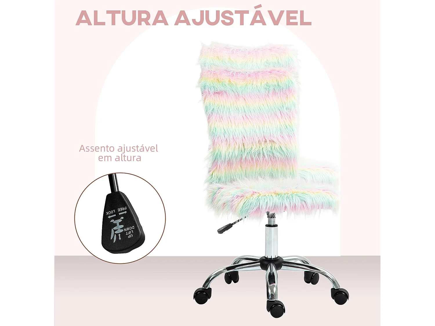 Silla de escritorio Unicornio Homcom altura ajustable 89-99x42x58 cm