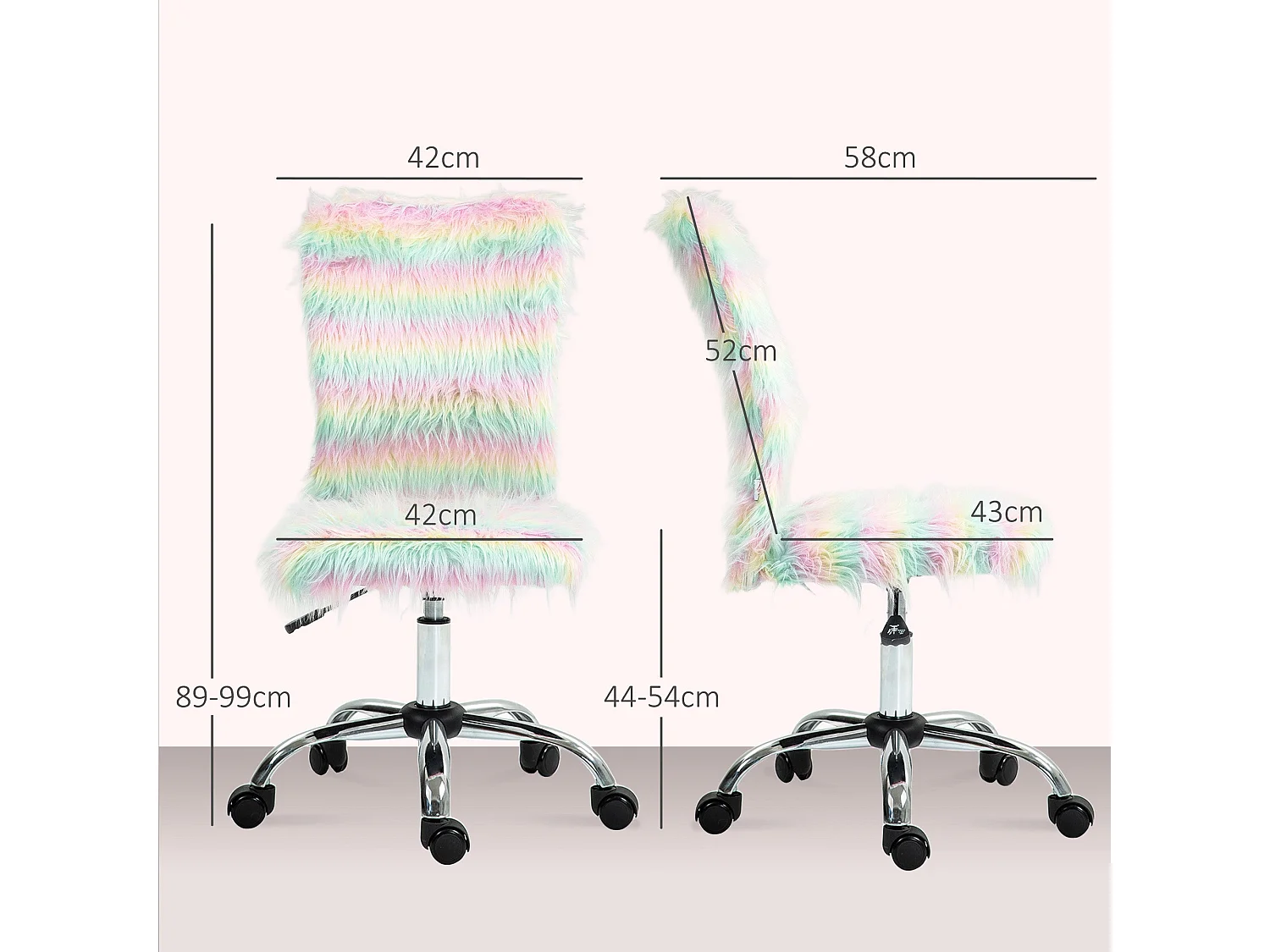 Silla de escritorio Unicornio Homcom altura ajustable 89-99x42x58 cm