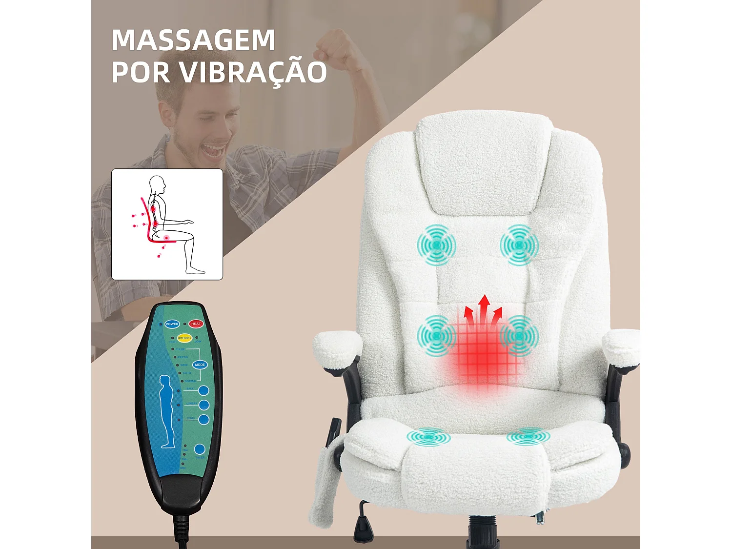 Cadeira de Massagem Vinsetto com Função de Aquecimento e Reclinável até 130° - Conforto e Estilo para o Escritório