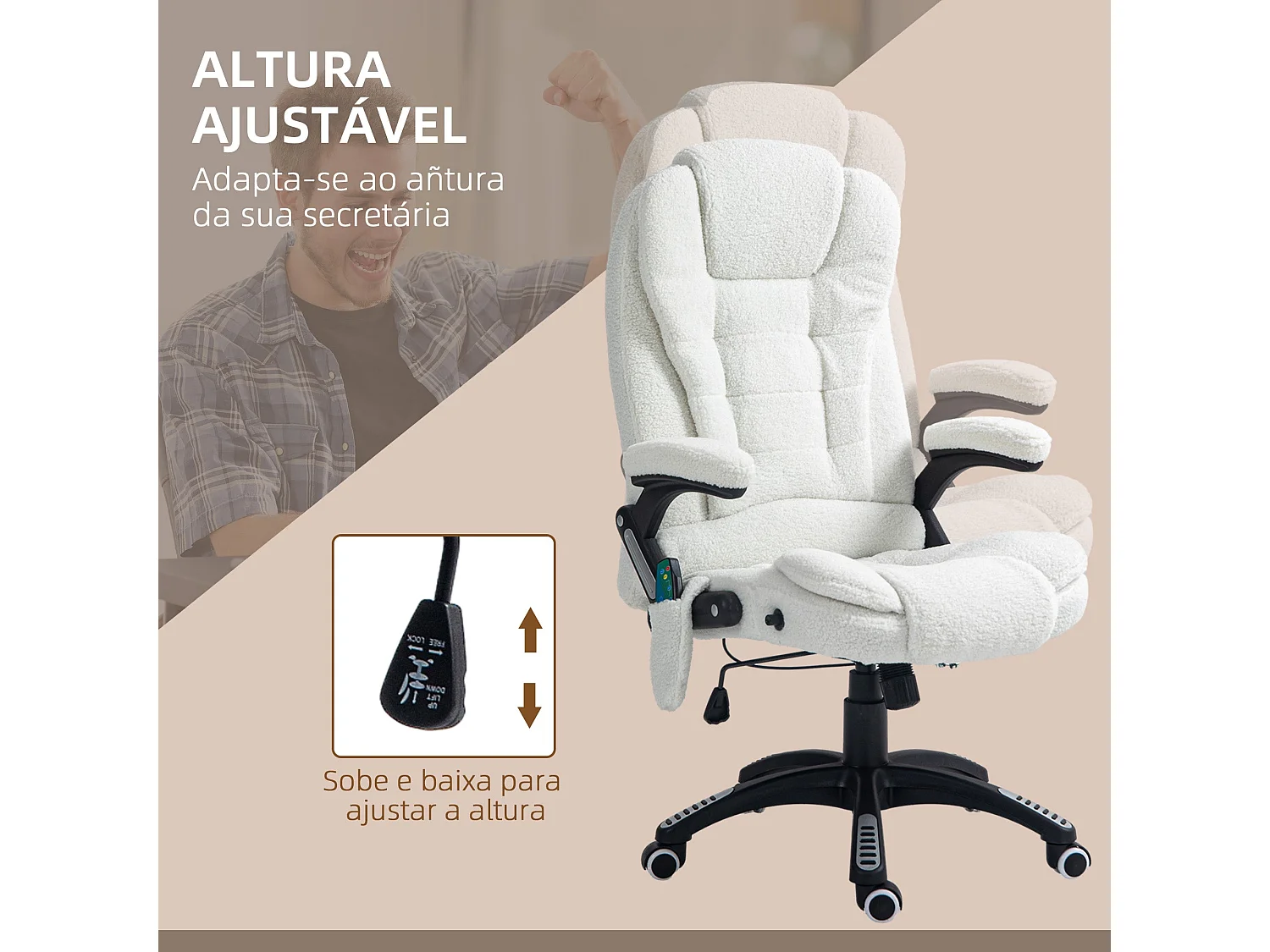 Cadeira de Massagem Vinsetto com Função de Aquecimento e Reclinável até 130° - Conforto e Estilo para o Escritório