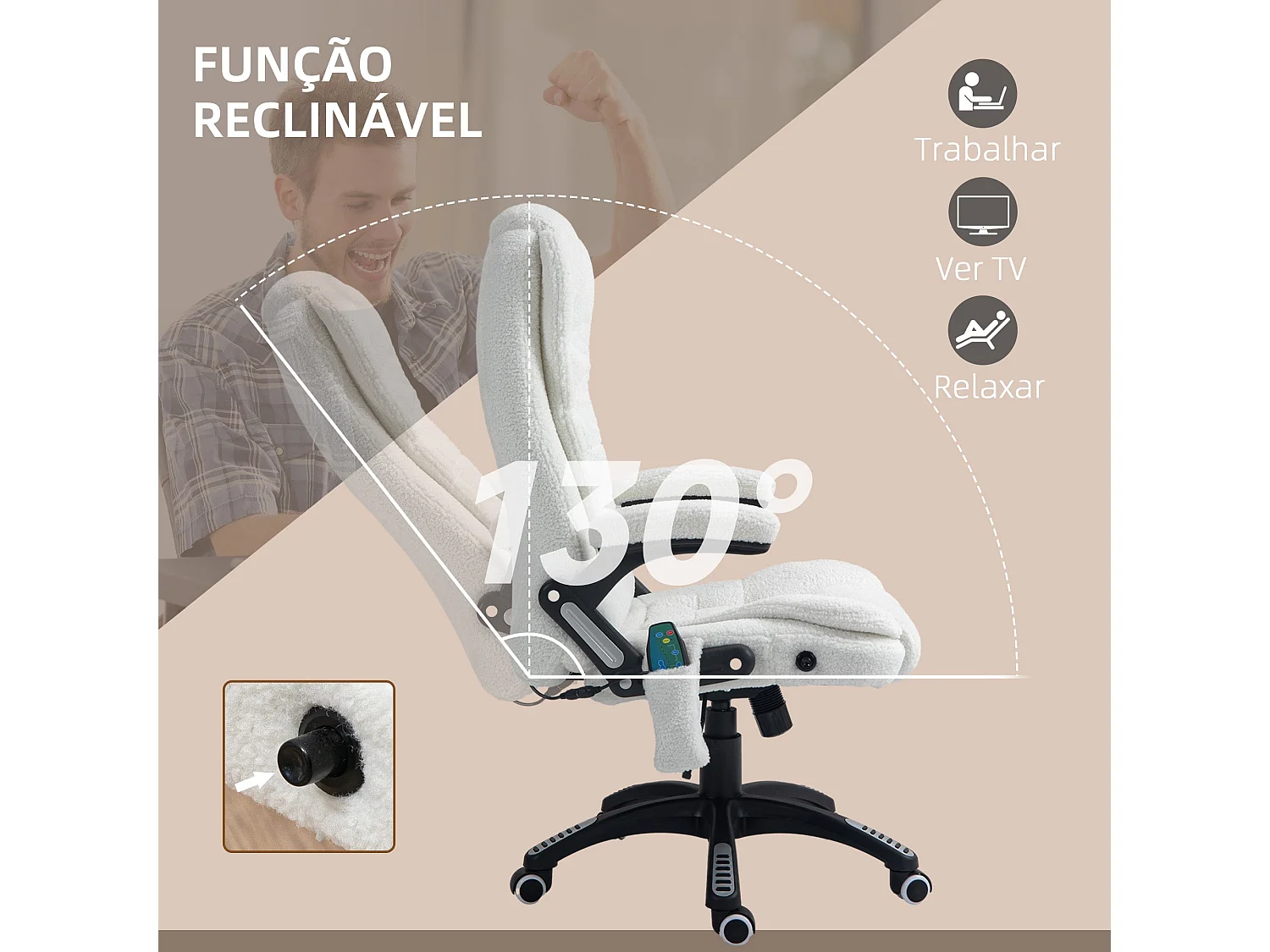 Cadeira de Massagem Vinsetto com Função de Aquecimento e Reclinável até 130° - Conforto e Estilo para o Escritório