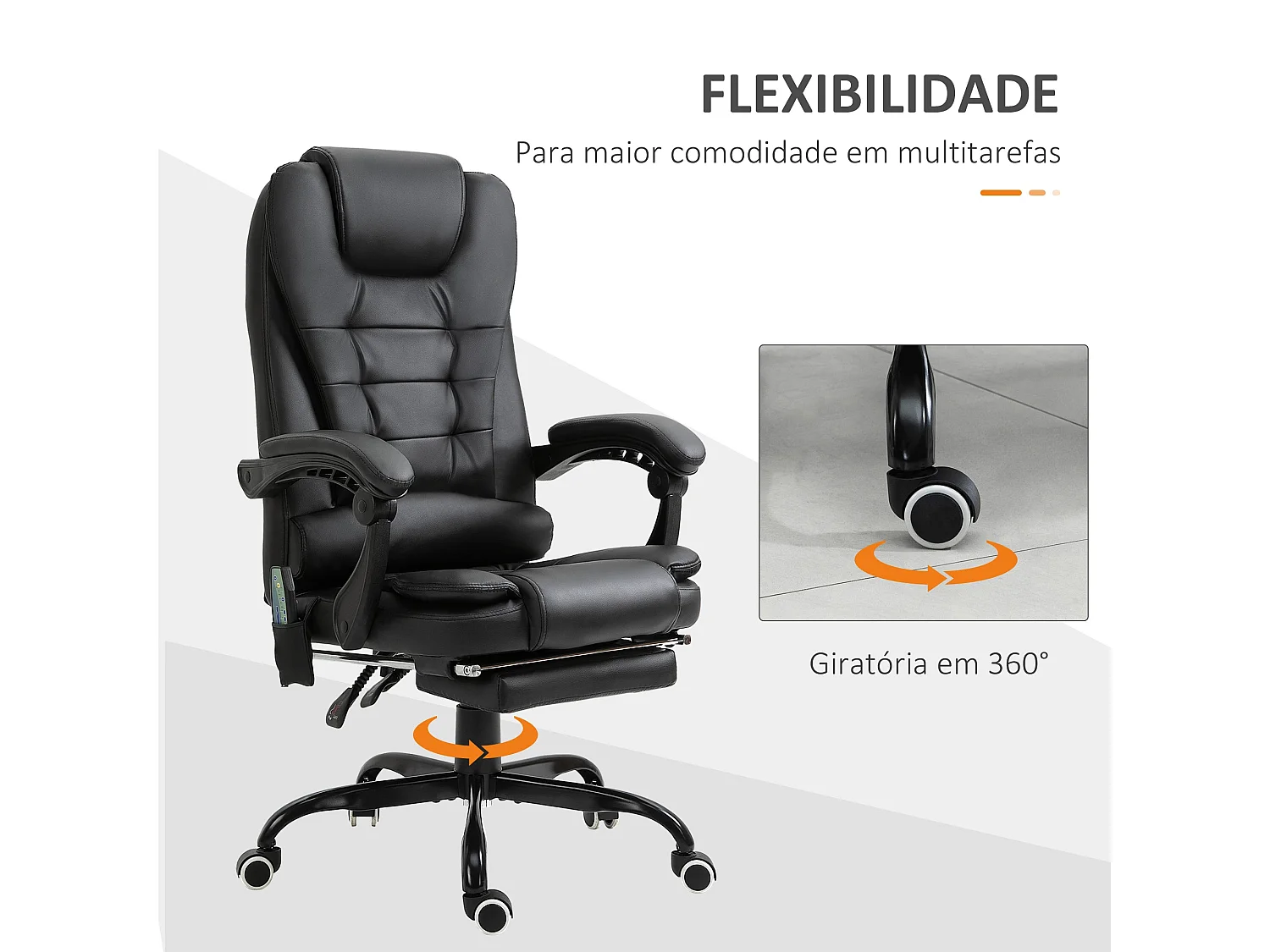 Silla de oficina Lady Vinsetto 7 puntos de masaje negro 111-121x67x79 cm