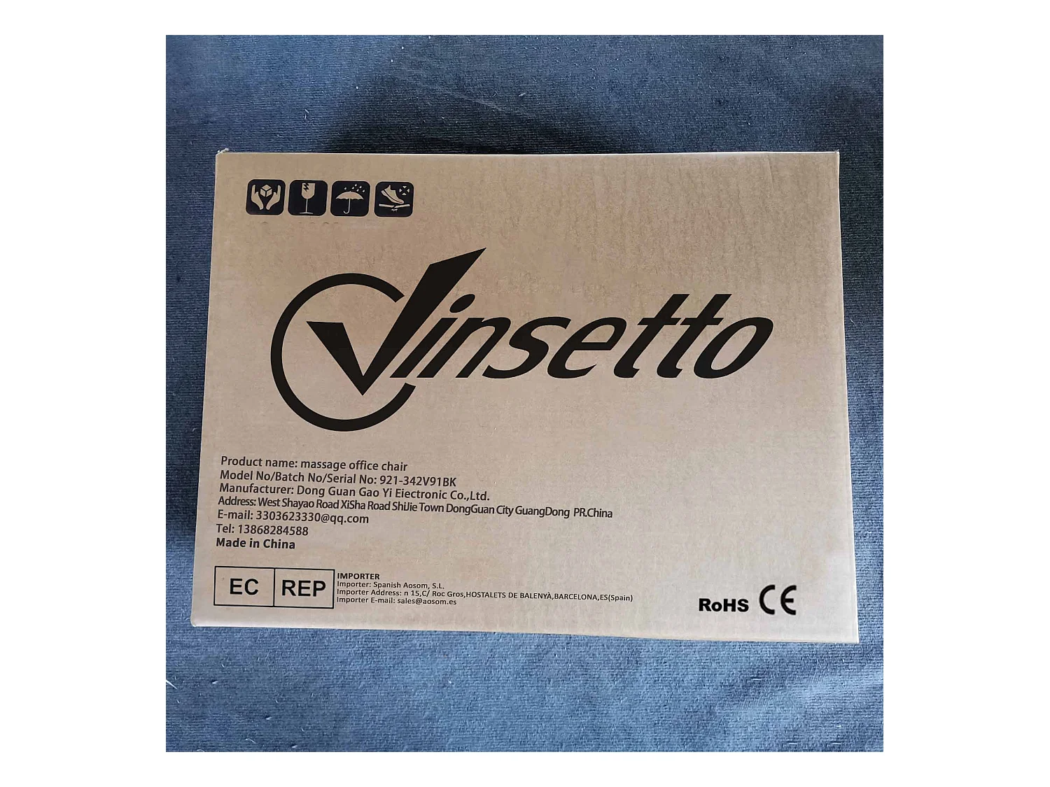 Silla de oficina Lady Vinsetto 7 puntos de masaje negro 111-121x67x79 cm