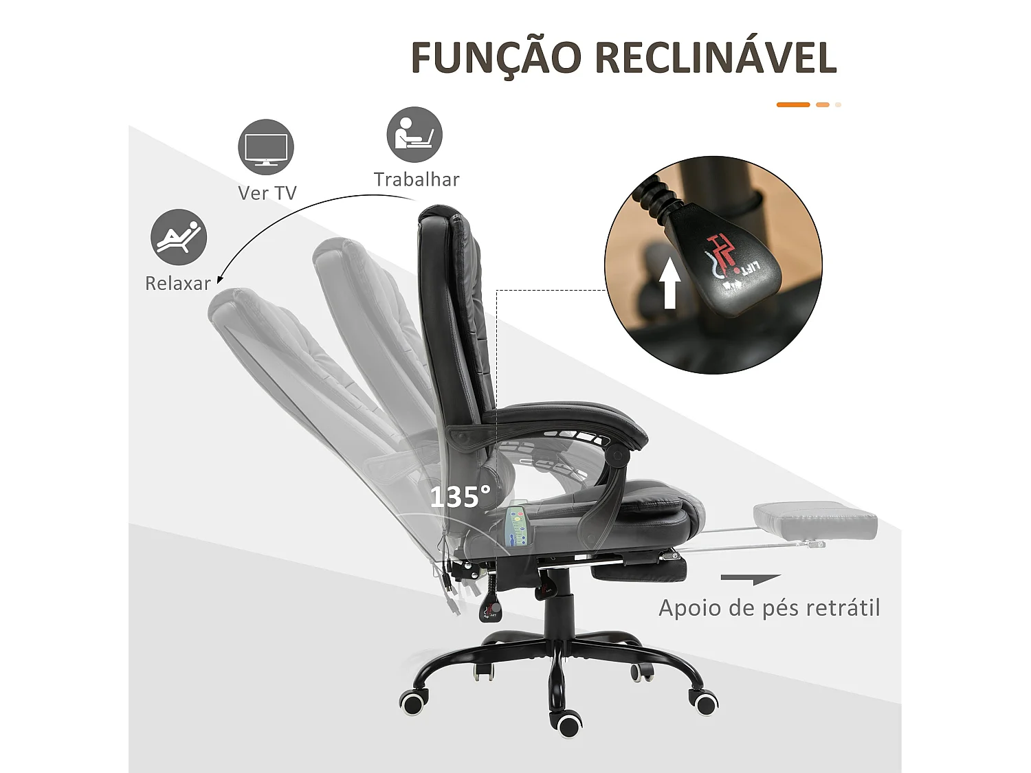 Cadeira de Massagem Vinsetto com 7 Pontos de Massagem e Ajuste de Altura para Escritório