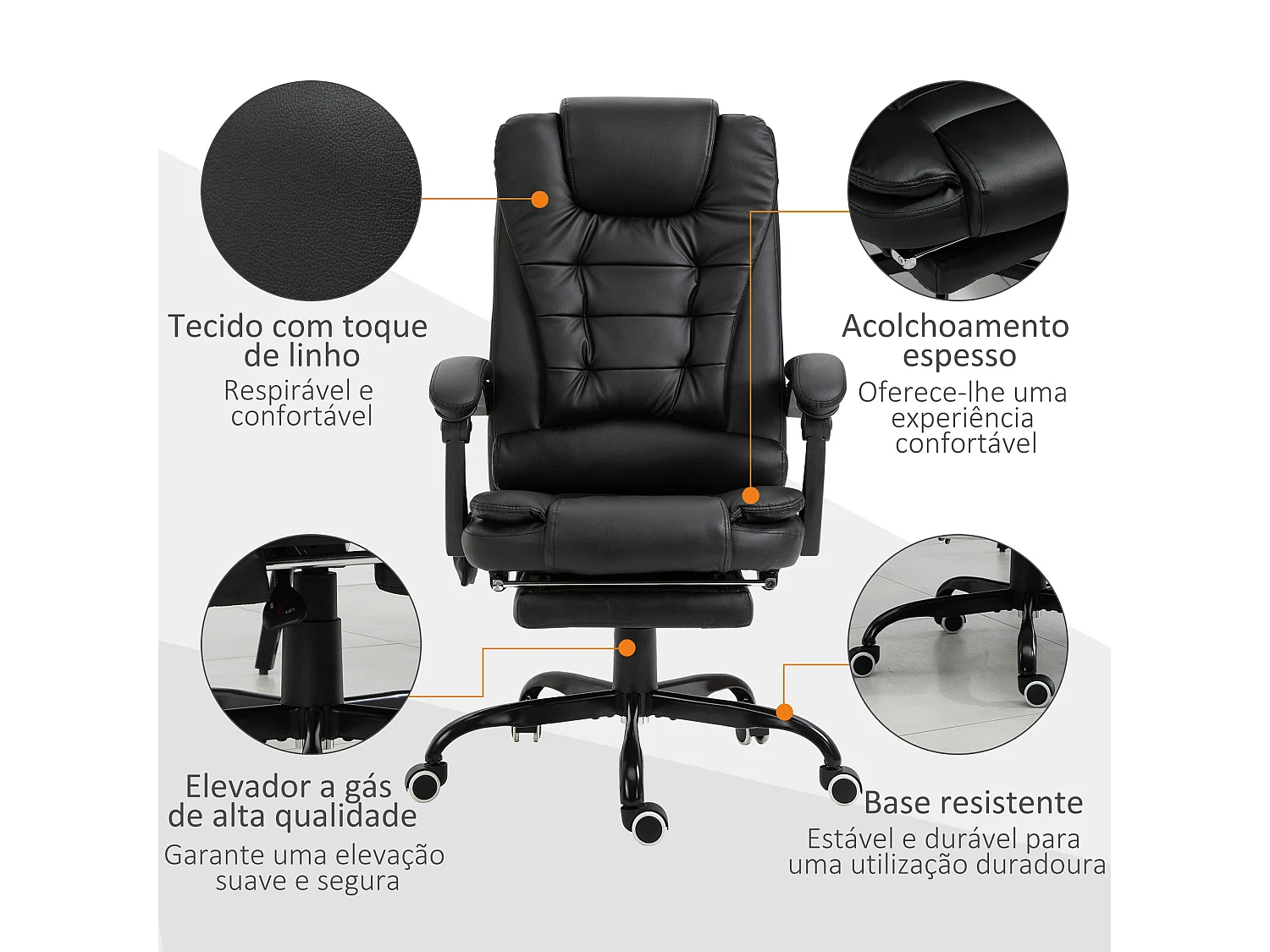 Cadeira de Massagem Vinsetto com 7 Pontos de Massagem e Ajuste de Altura para Escritório