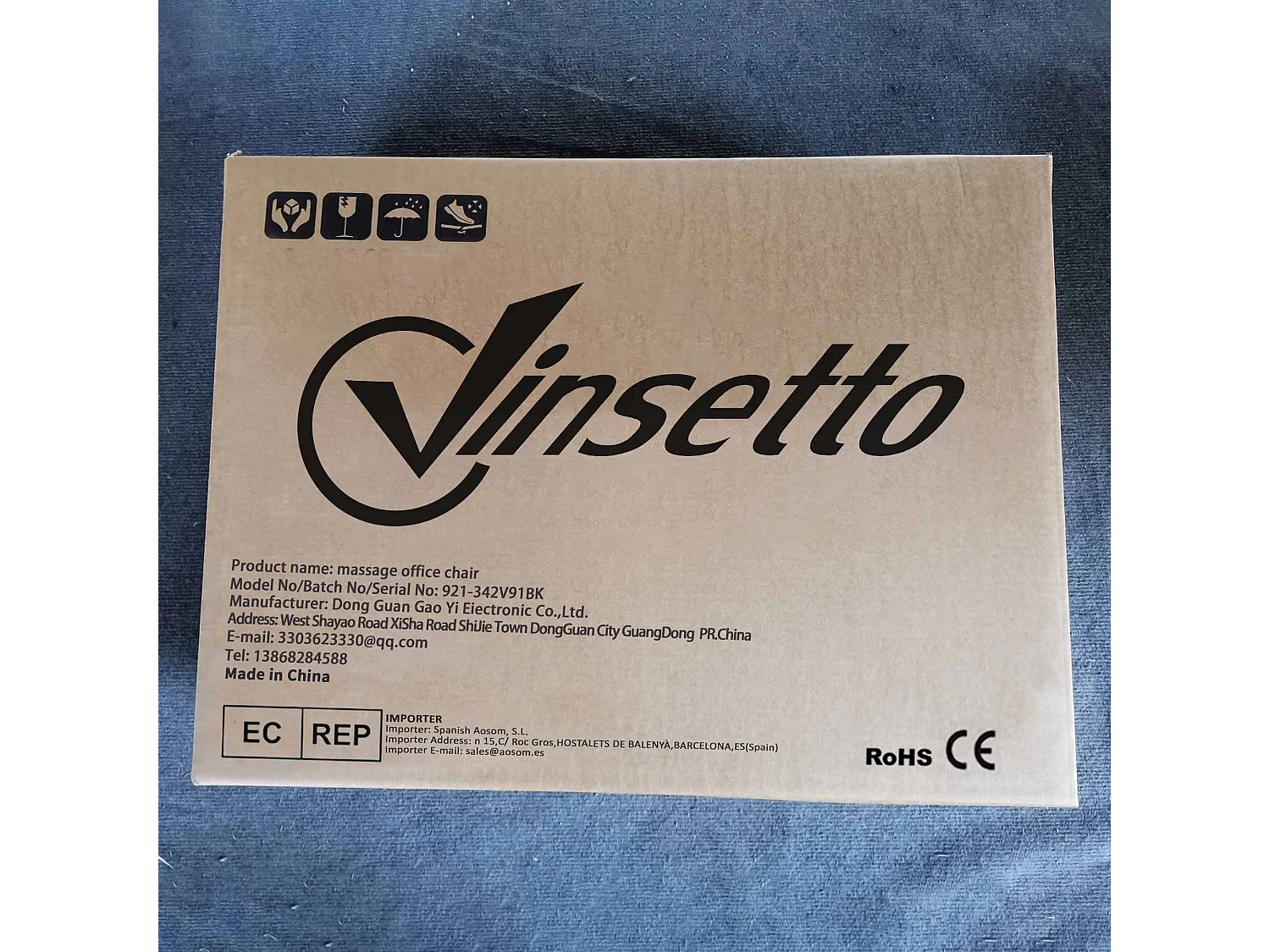 Cadeira de Massagem Vinsetto com 7 Pontos de Massagem e Ajuste de Altura para Escritório