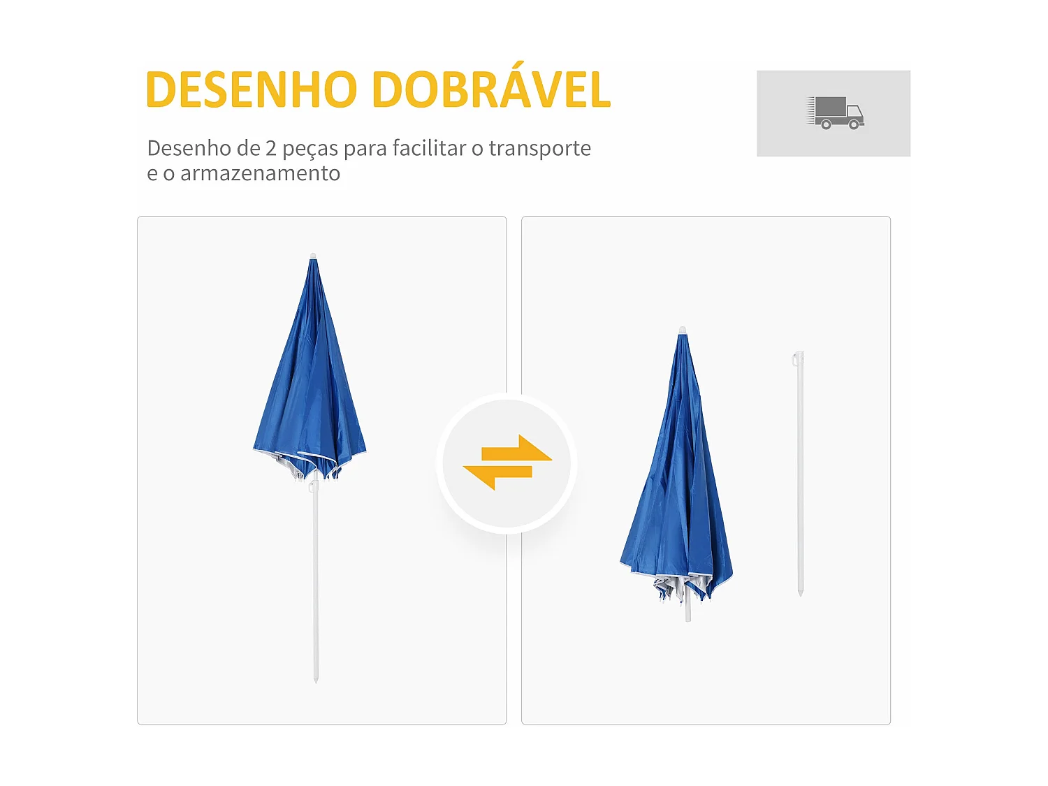 Sombrilla York Outsunny panel lateral + bolsas de arena + estacas azul Ø220 cm