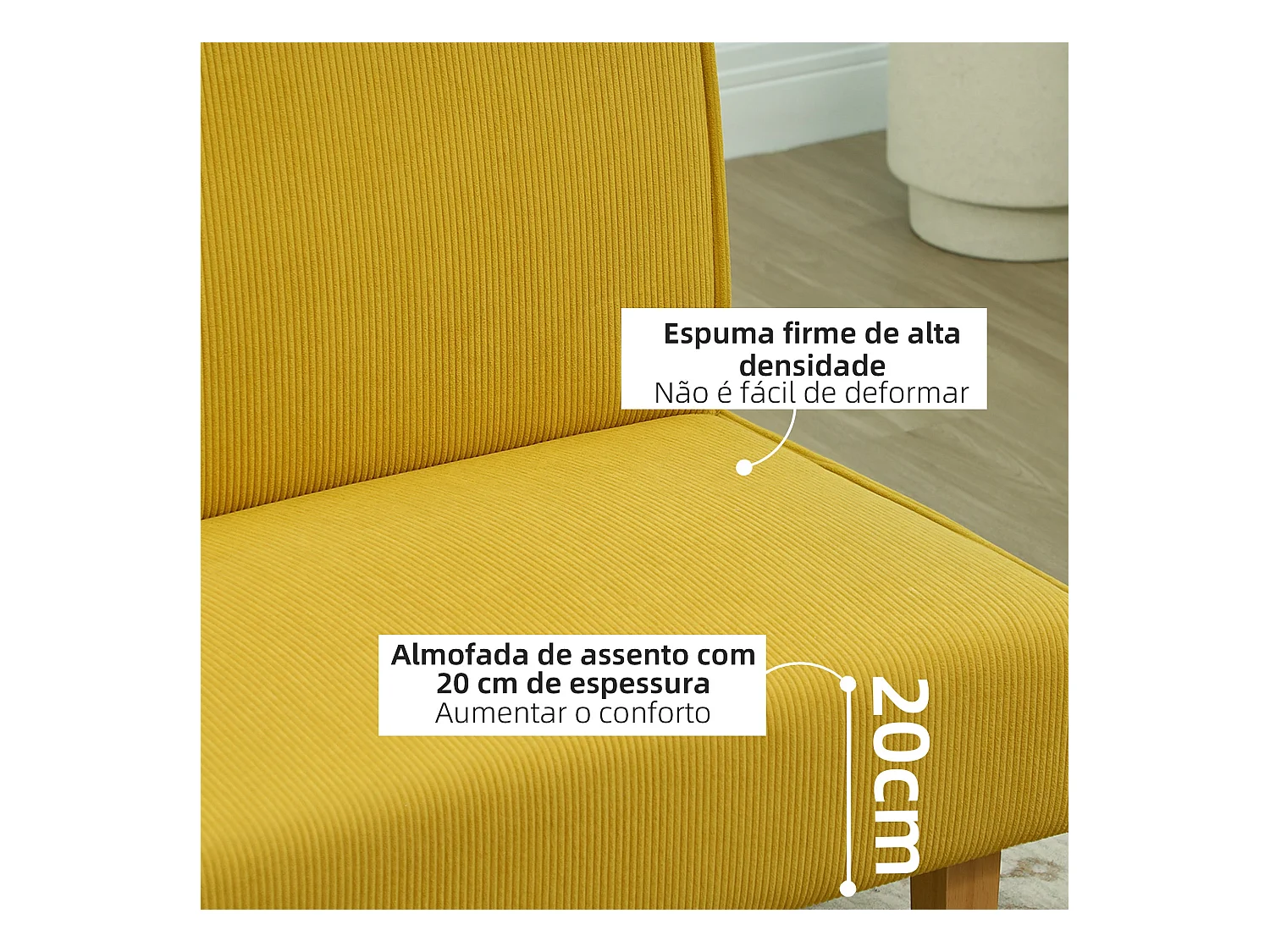 Sofá Iris Homcom 2 plazas + 2 puertos USB amarillo 85x110x60 cm