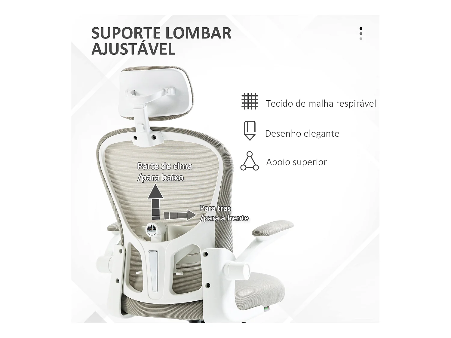 Silla de oficina Ryan malla respaldo alto con reposacabezas gris 112-120x64x64 cm