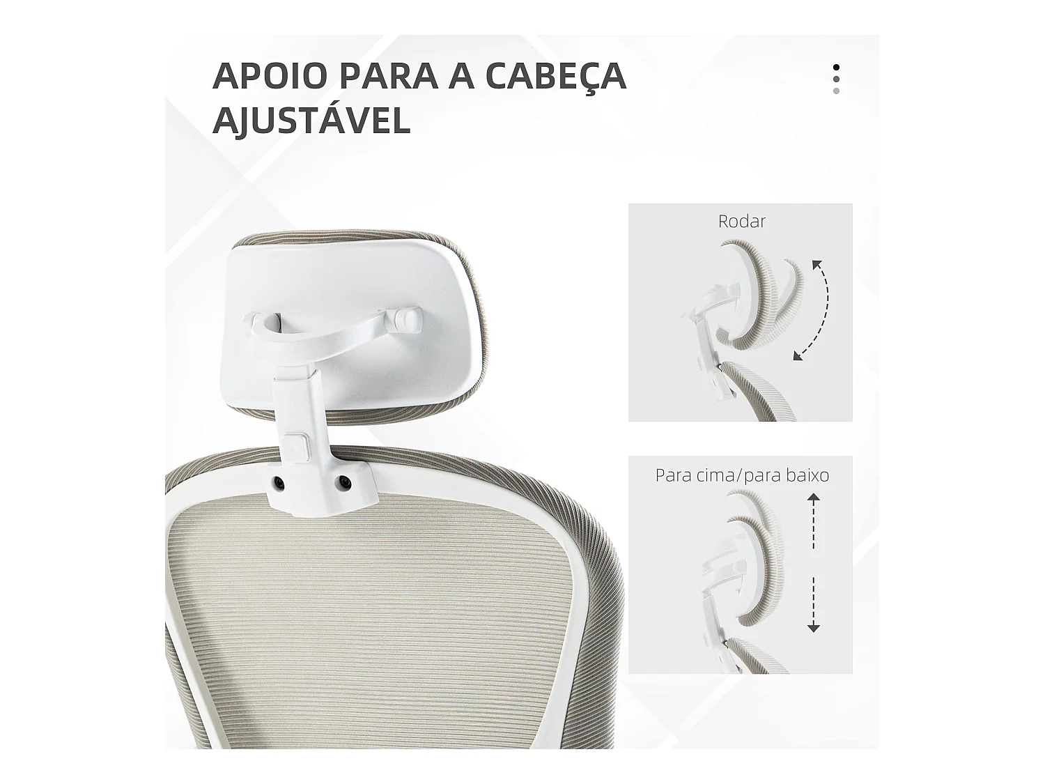 Silla de oficina Ryan malla respaldo alto con reposacabezas gris 112-120x64x64 cm