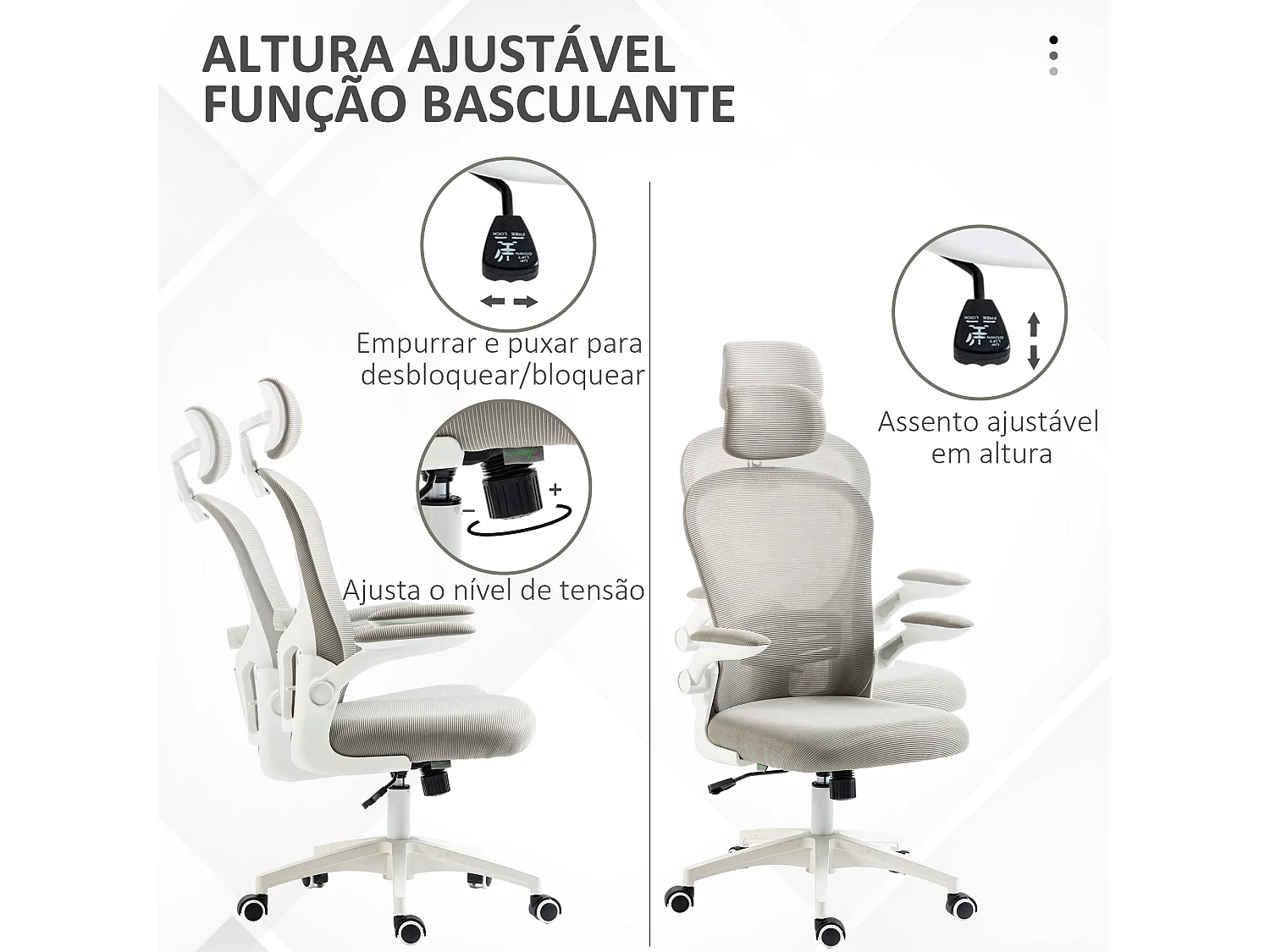 Cadeira de Escritório Vinsetto Ergonomica com Encosto Alto e Apoios Ajustáveis para Conforto Máximo