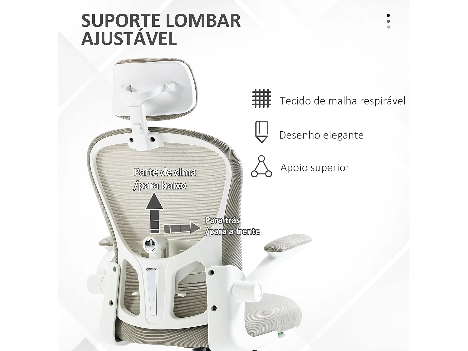 Cadeira de Escritório Vinsetto Ergonomica com Encosto Alto e Apoios Ajustáveis para Conforto Máximo