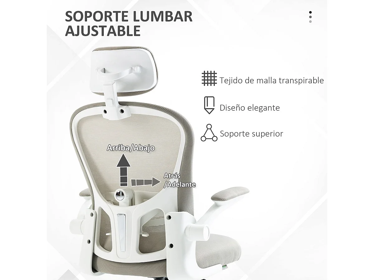 Silla de oficina Ryan Vinsetto soporte lumbar diseño basculante gris 112-120x62x64 cm