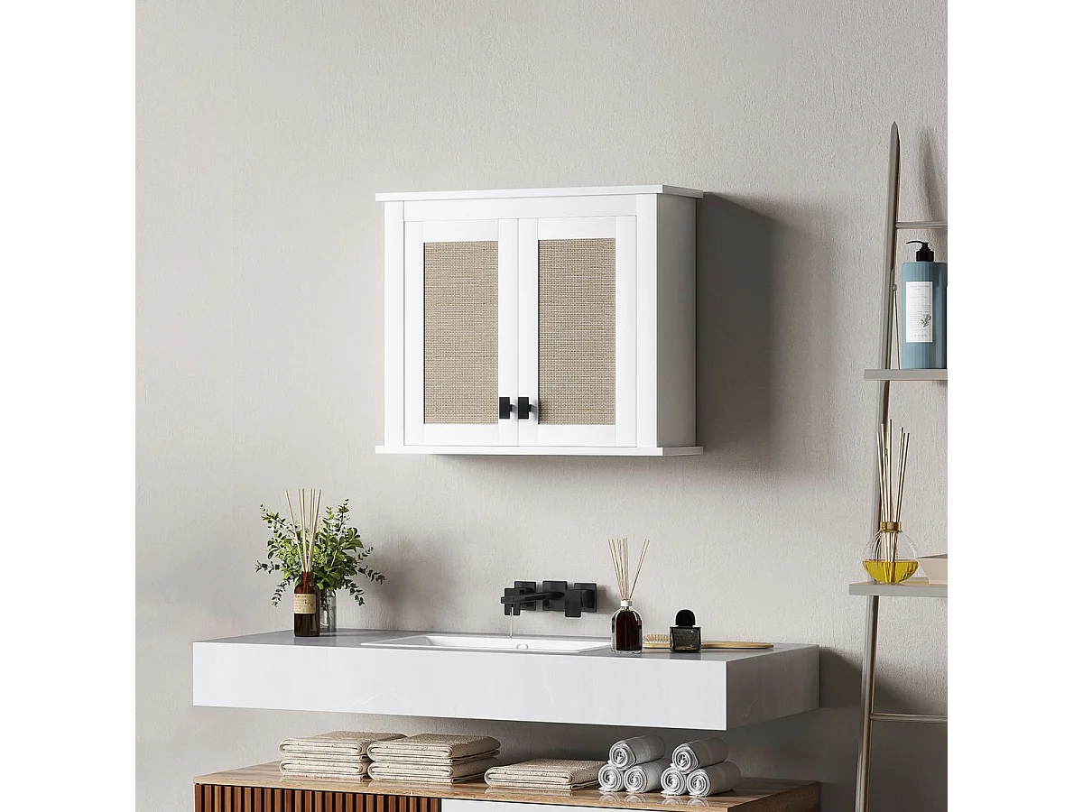 Armario de baño Brisa Homcom 2 puertas blanco/natural 49,4x60x19,5 cm