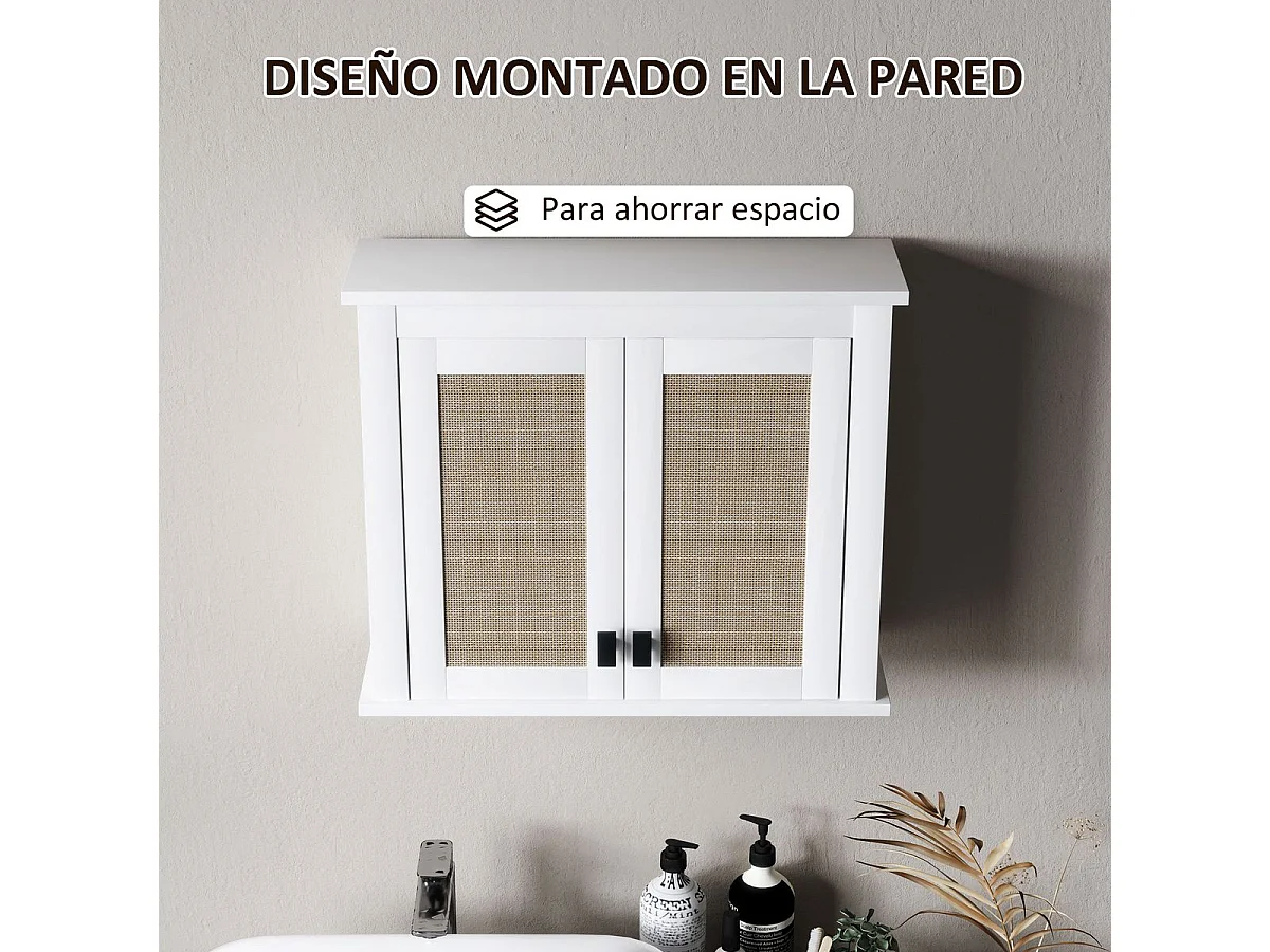 Armario de baño Brisa Homcom 2 puertas blanco/natural 49,4x60x19,5 cm