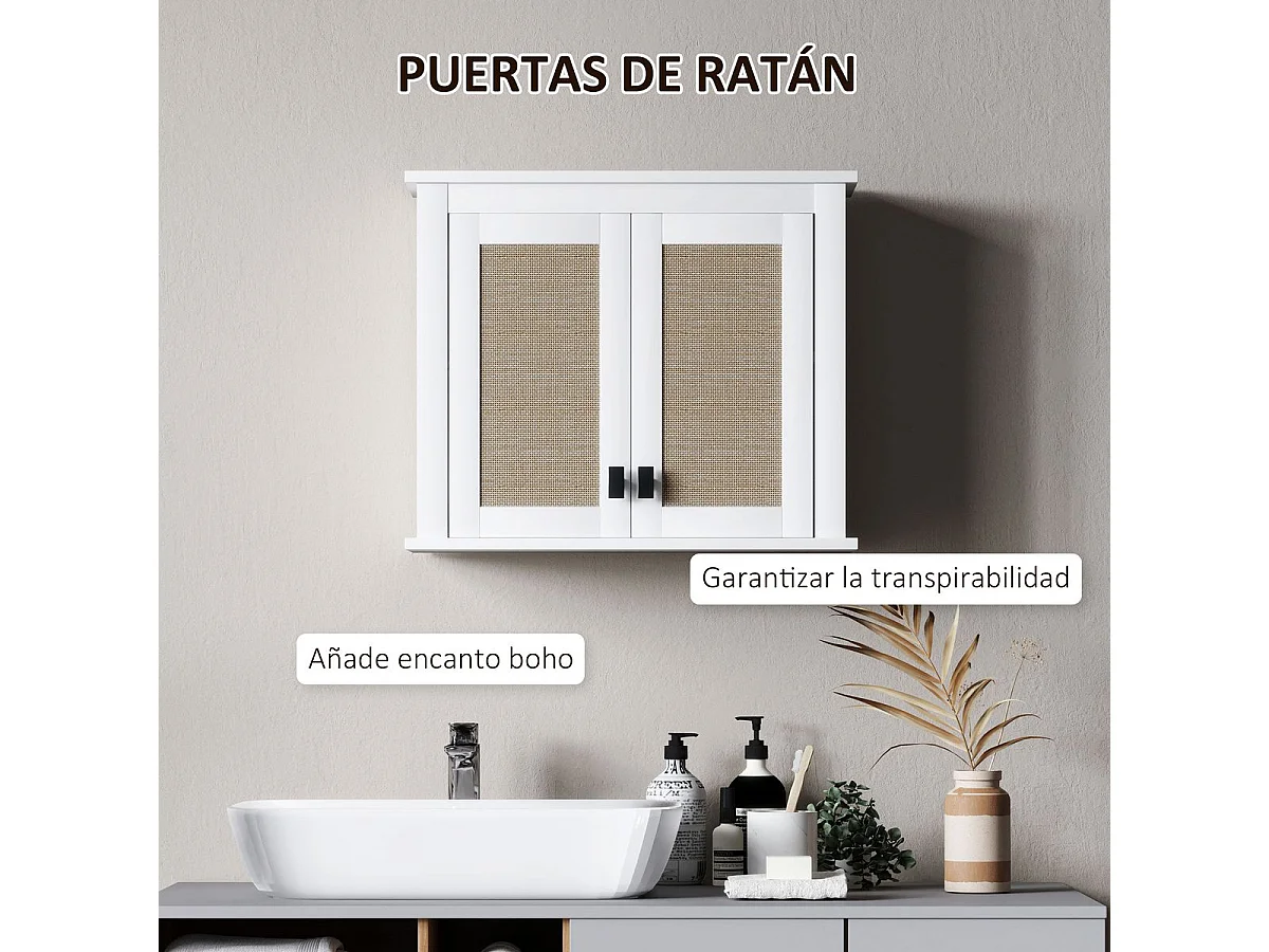Armario de baño Brisa Homcom 2 puertas blanco/natural 49,4x60x19,5 cm