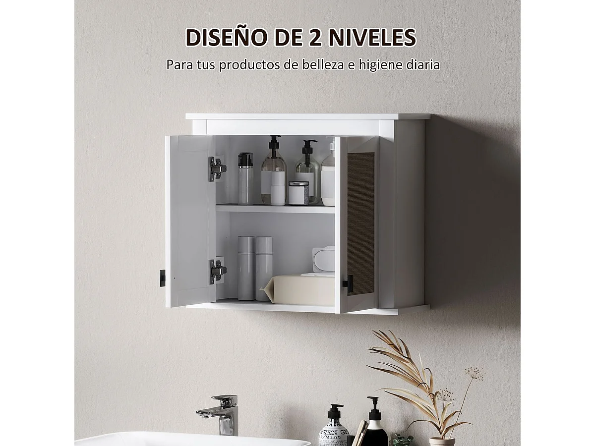 Armario de baño Brisa Homcom 2 puertas blanco/natural 49,4x60x19,5 cm