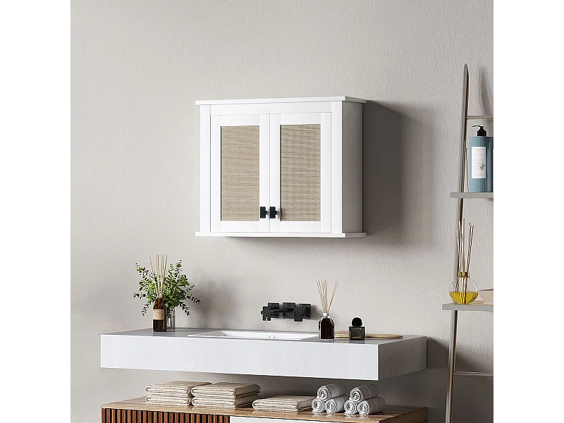 Armario de baño Brisa Homcom 2 puertas blanco/natural 49,4x60x19,5 cm