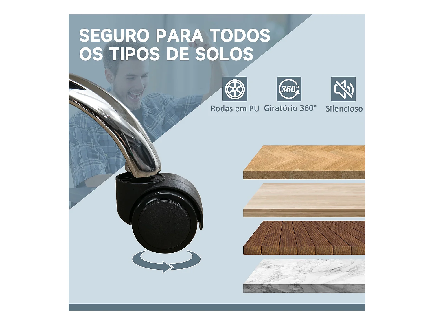 Silla de oficina Vic Vinsetto masaje vibratorio y calefacción lumbar gris 113-121x67x67 cm