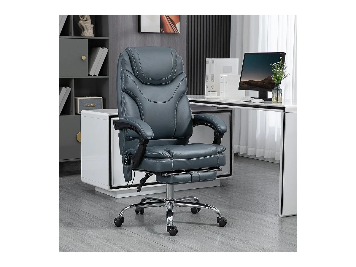 Silla de oficina Vic Vinsetto masaje vibratorio y calefacción lumbar gris 113-121x67x67 cm