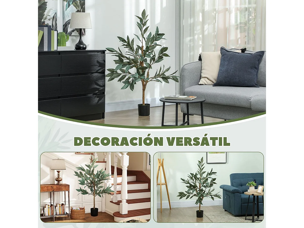 Árbol artificial Homcom imitación Laurel verde 120 cm