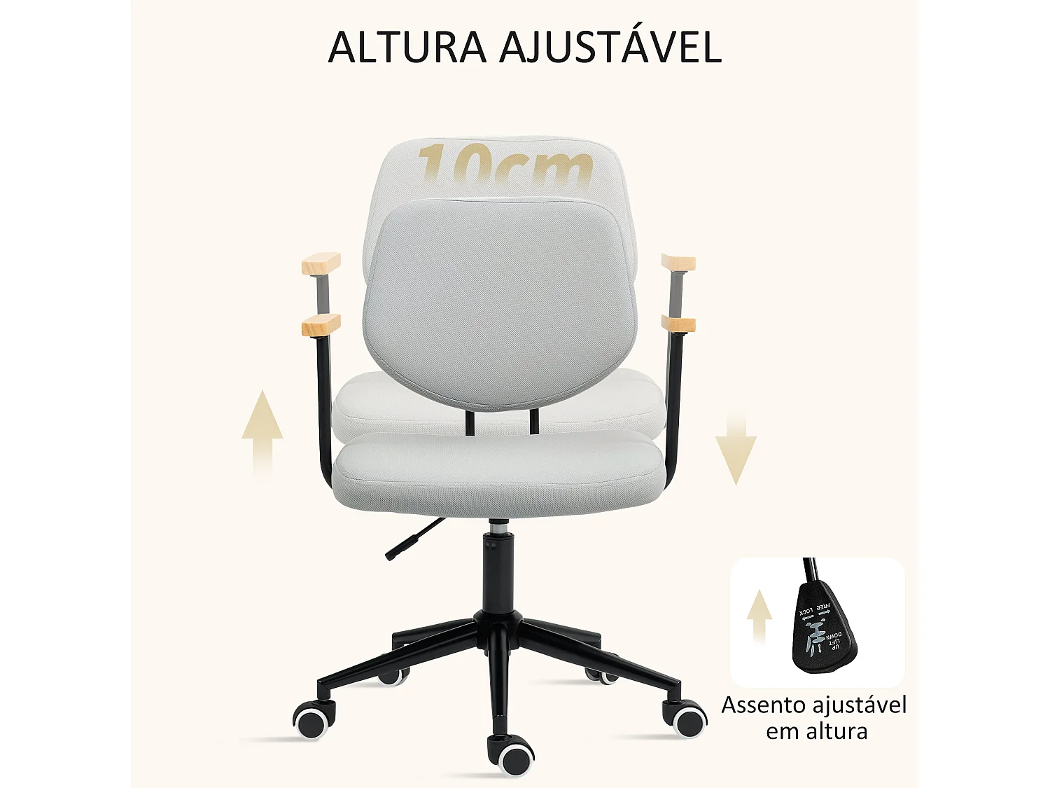 Silla de escritorio Office Homcom altura ajustable gris 84-94x59x55 cm