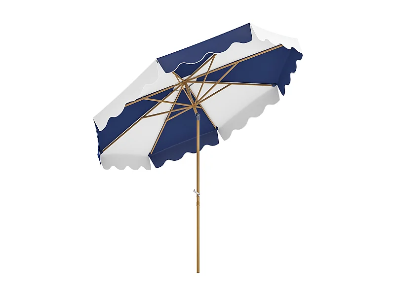 Sombrilla Marine Outsunny inclinable con manivela azul/blanco Ø267x238 cm