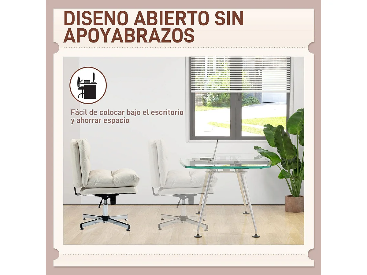 Silla de escritorio Halo Homcom altura regulable + basculante blanco 84-94x65x65 cm