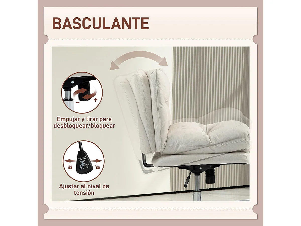 Silla de escritorio Halo Homcom altura regulable + basculante blanco 84-94x65x65 cm