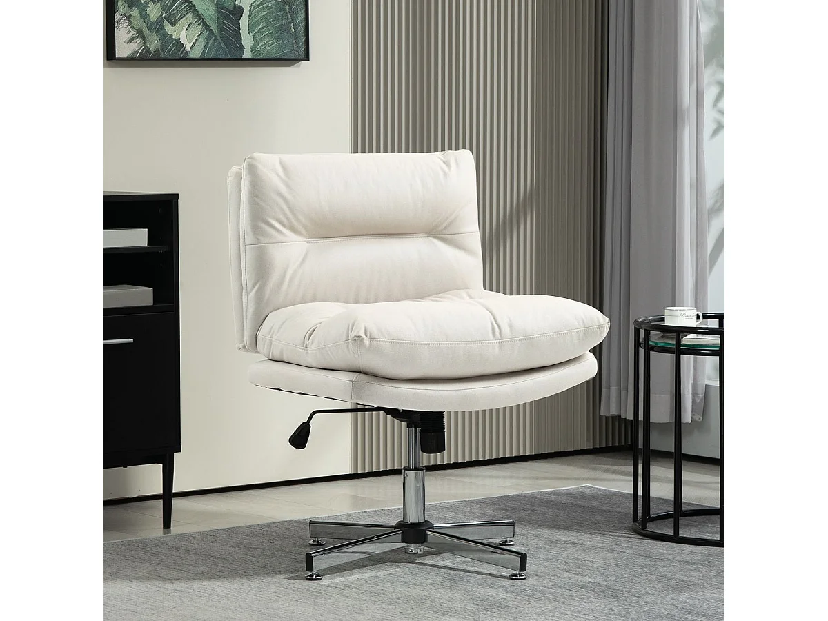 Silla de escritorio Halo Homcom altura regulable + basculante blanco 84-94x65x65 cm