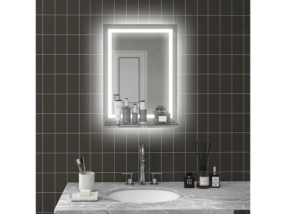 Espejo de baño Coral Kleankin 3 colores táctil plata 70x50 cm