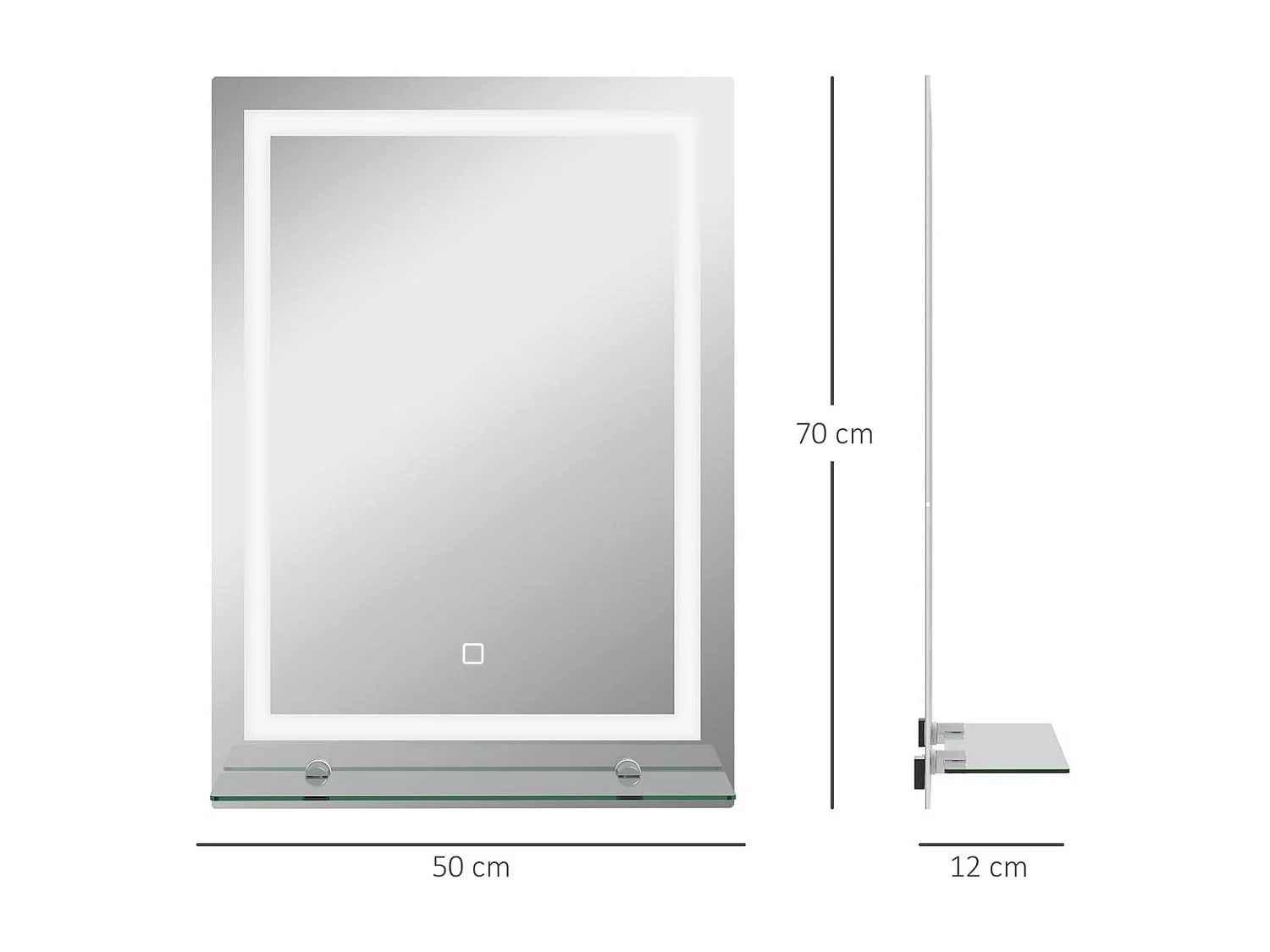 Espejo de baño Coral Kleankin 3 colores táctil plata 70x50 cm