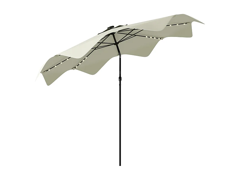 Sombrilla Petunia Outsunny inclinable + 32 LEDS crema Ø292x248 cm