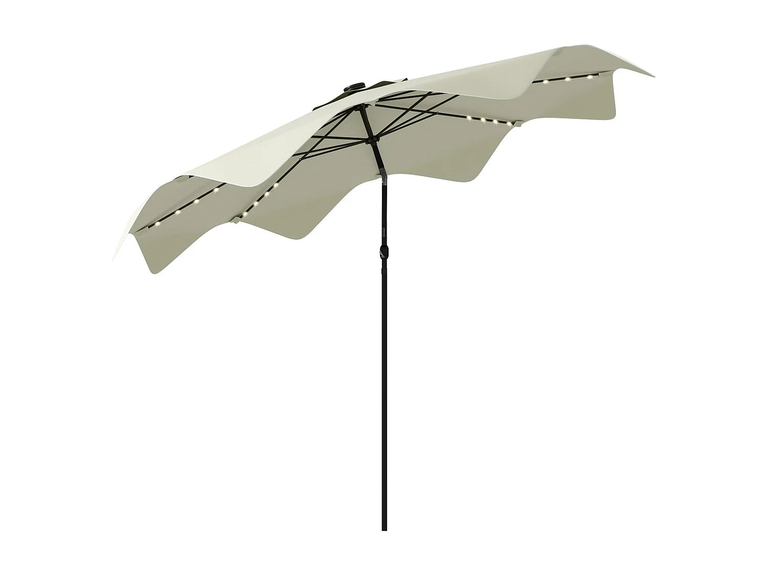 Sombrilla Petunia Outsunny inclinable + 32 LEDS crema Ø292x248 cm