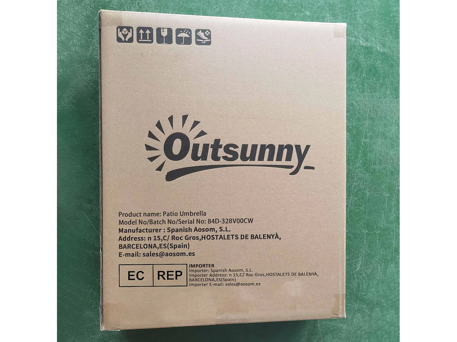 Sombrilla Petunia Outsunny inclinable + 32 LEDS crema Ø292x248 cm