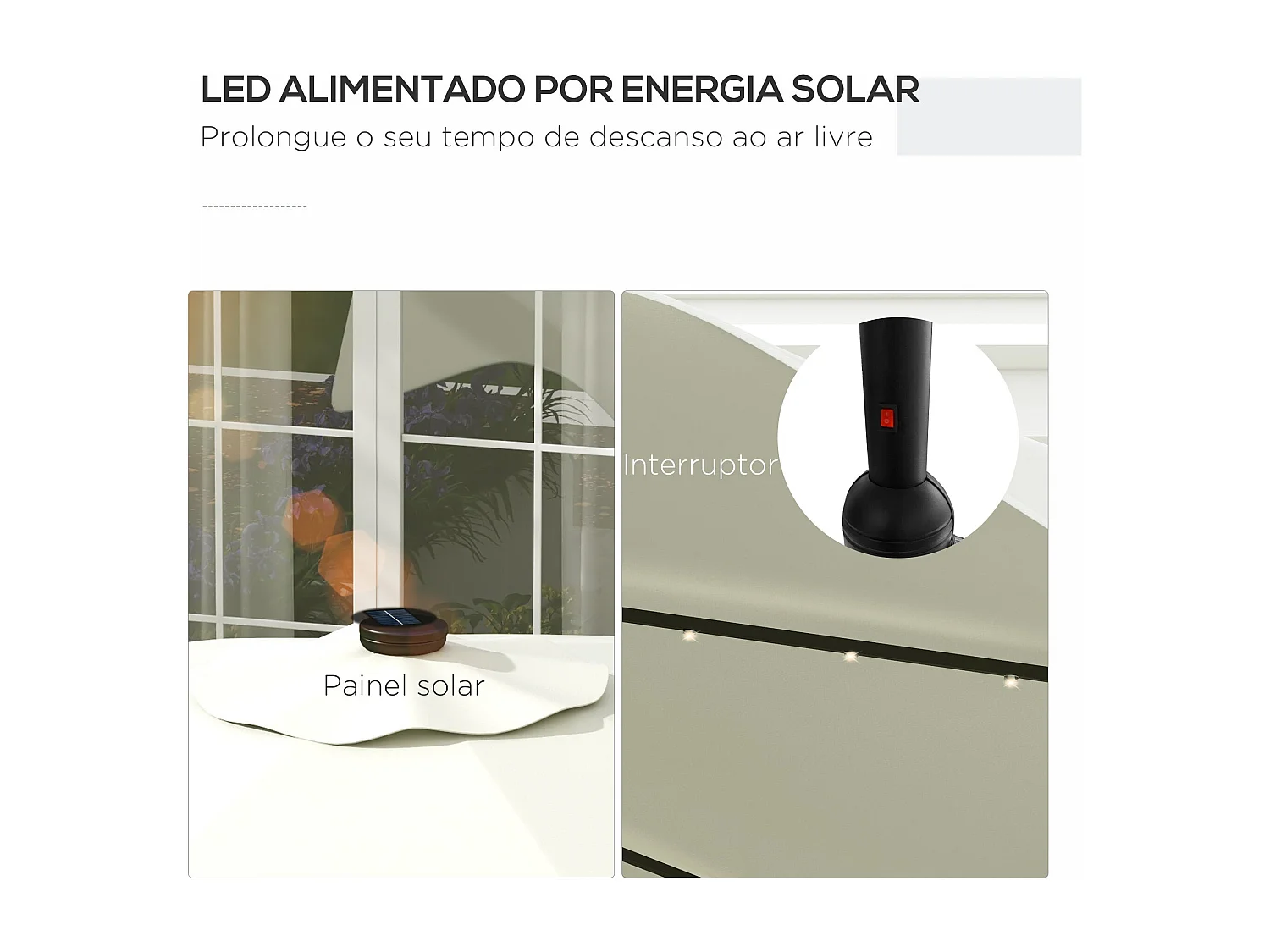 Guarda-sol de Jardim Verona 292x248 com Luzes LED e Painel Solar