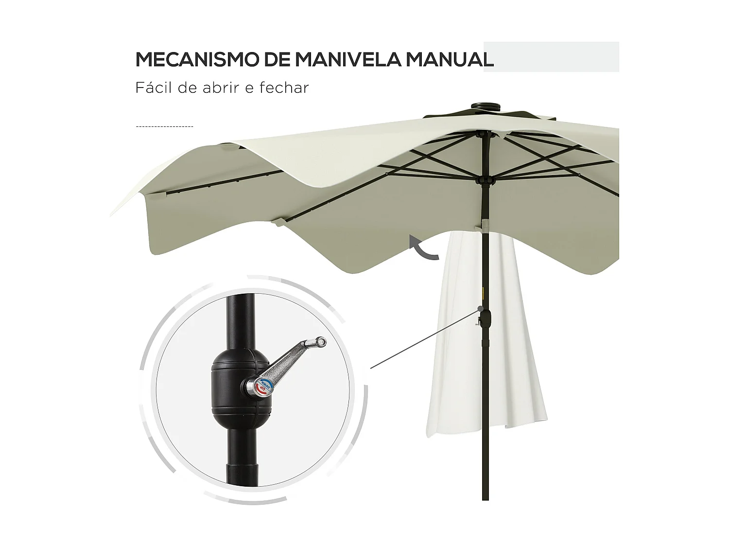 Guarda-sol de Jardim Verona 292x248 com Luzes LED e Painel Solar